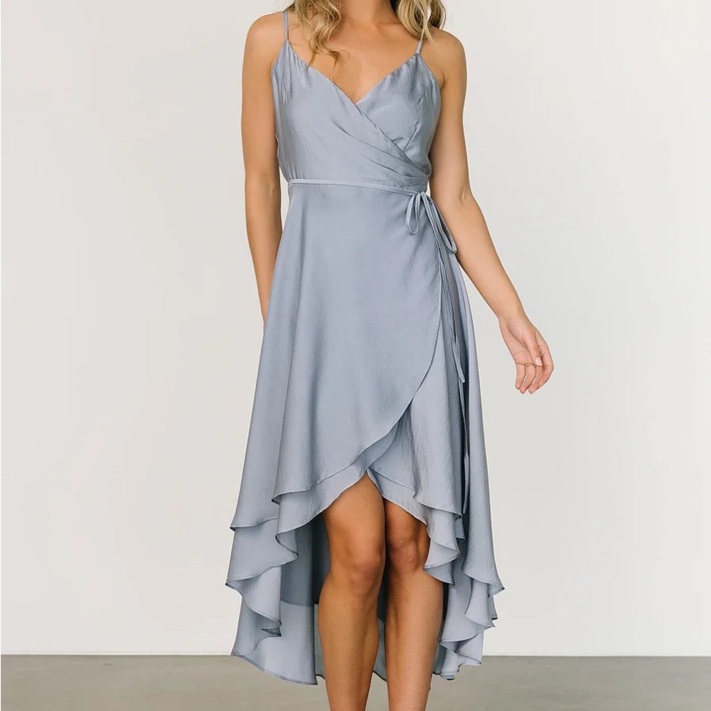 Baltic Born Steffi Tulip Wrap Dress-Dusty Blue-Size XL